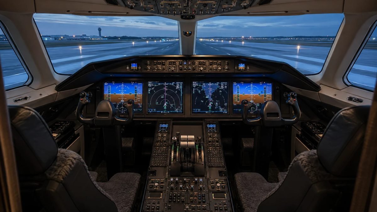 VIP Özel Jet kokpit görünümü